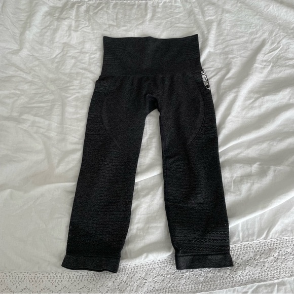 Gymshark XS cropped leggings perforated grey textured - Picture 1 of 8